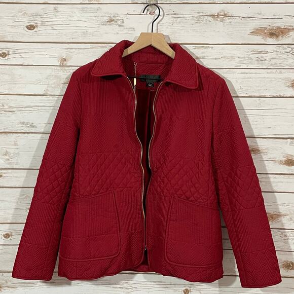St. John Quilted Zip Front Jacket - Red - Large - Picture 12 of 13